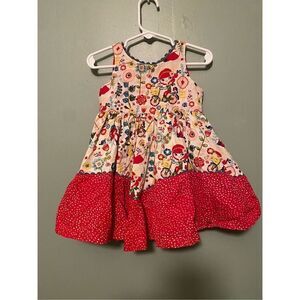 Little Miss Marmalade Vintage Fox Bike Tiered Button Back Dress 18 Months